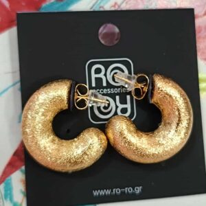 Σκουλαρίκια RO Accessories – Χρυσά Σαγρέ Ματ Σχήμα Ημισελήνου