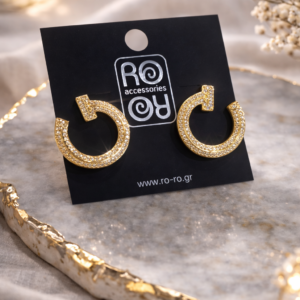 Σκουλαρίκια RO-RO Crystal Arrow Hoop Earrings Χρυσά