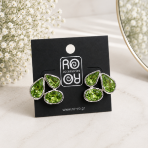 Σκουλαρίκια RO-RO Green Crystal Statement Earrings
