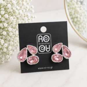 Σκουλαρίκια RO-RO Pink Crystal Statement Earrings