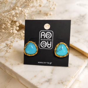 Σκουλαρίκια RO-RO Turquoise Vintage Stone Earrings Χρυσά