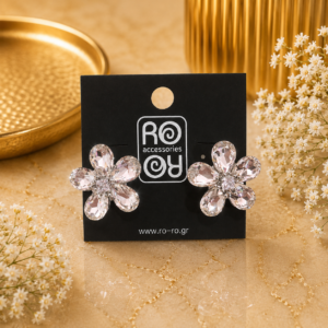 Σκουλαρίκια RO-RO Crystal Flower Earrings Ασημί