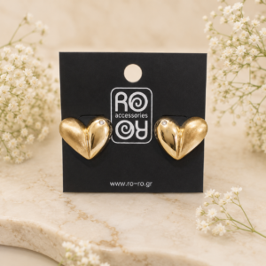 RO RO Σκουλαρίκια Καρδιά Χρυσό Stainless Steel