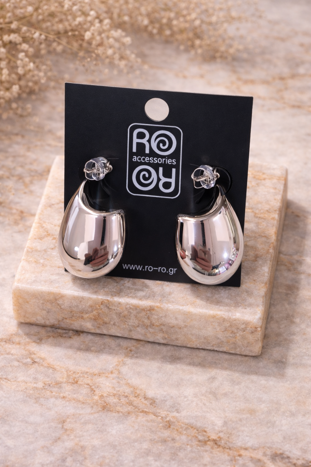 Σκουλαρίκια RO-RO Silver Mirror Drop Earrings Ασημί
