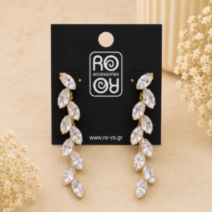 Σκουλαρίκια RO-RO Luxury Crystal Cascade Earrings Χρυσά
