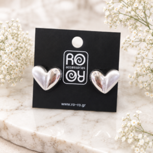 RO RO Σκουλαρίκια Καρδιά Ασημί Stainless Steel