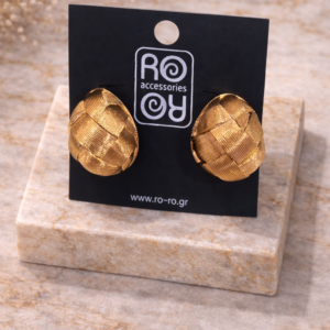 Σκουλαρίκια RO-RO Gold Woven Dome Earrings Χρυσά