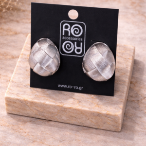 Σκουλαρίκια RO-RO Silver Woven Dome Earrings Ασημί