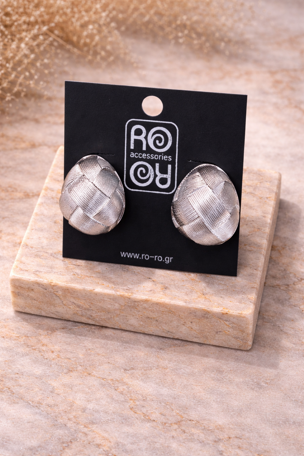 Σκουλαρίκια RO-RO Silver Woven Dome Earrings Ασημί