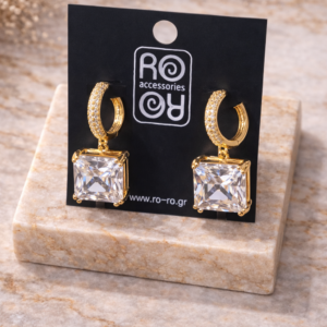 Σκουλαρίκια RO-RO Luxury Crystal Drop Earrings Χρυσά