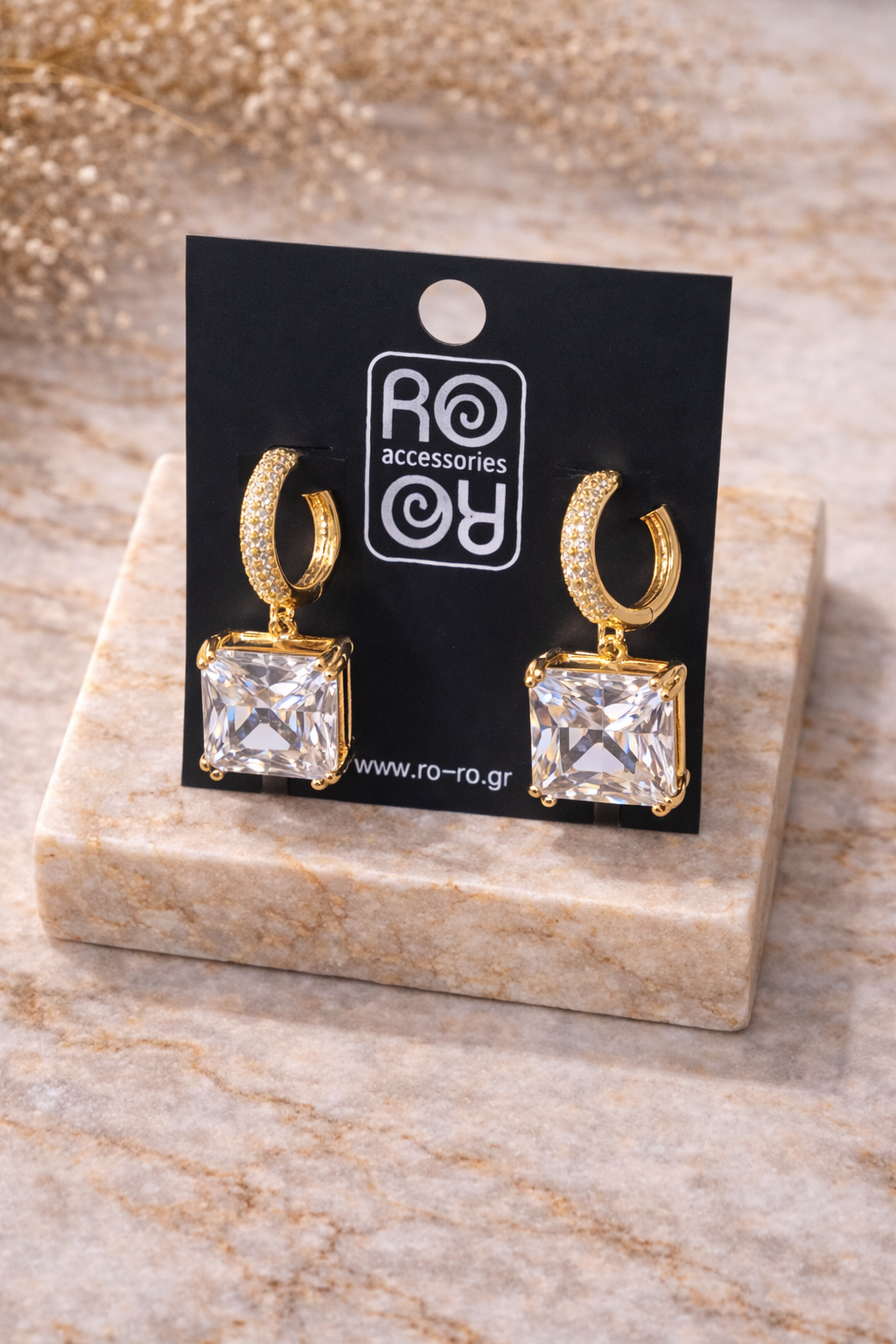 Σκουλαρίκια RO-RO Luxury Crystal Drop Earrings Χρυσά