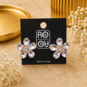 Σκουλαρίκια RO-RO Crystal Flower Earrings Χρυσά