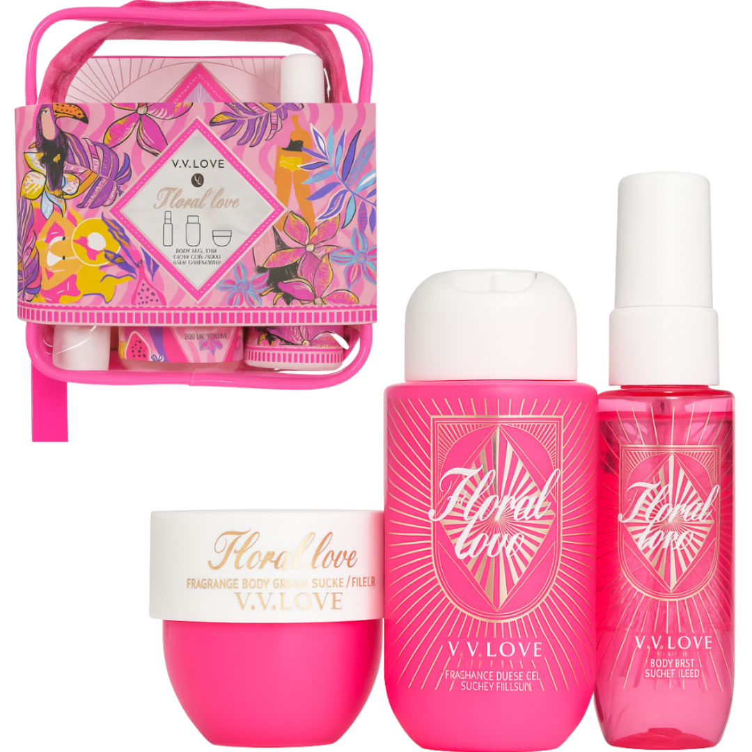 Floral Love Travel Kit με διάφανο νεσεσέρ