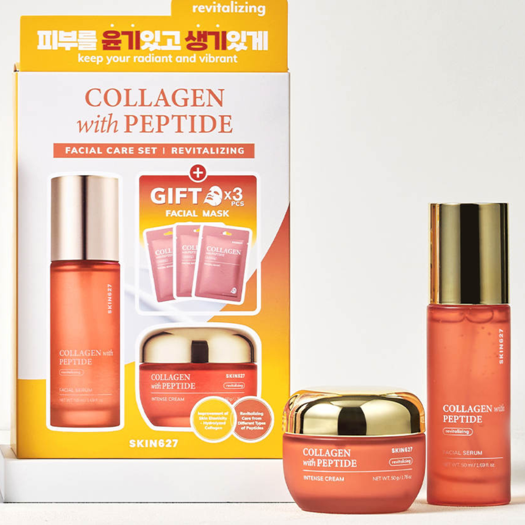 SKIN627 σετ με serum κρέμα και 3 μάσκες προσώπου